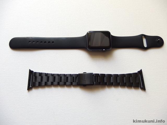 JETech Design Apple Watch ベルト 42mm ステンレス留め金製 (ブラック)