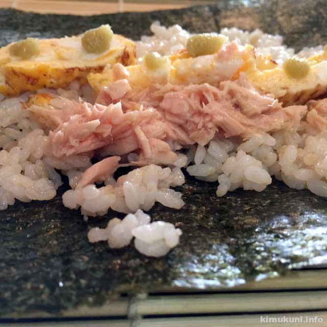 モノドン生おろしわさびを使ってのり巻きを作る