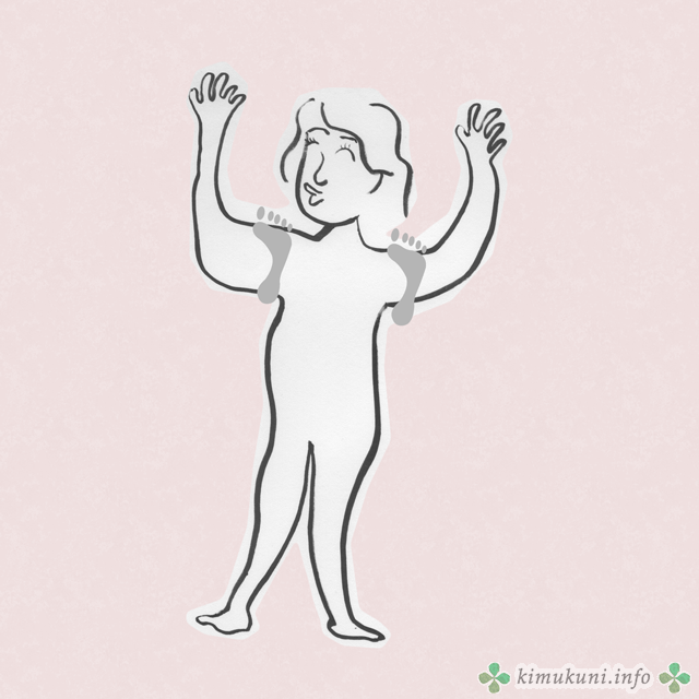 上腕の付け根を踏まれえているところ（イラスト：ジャスミンさん）